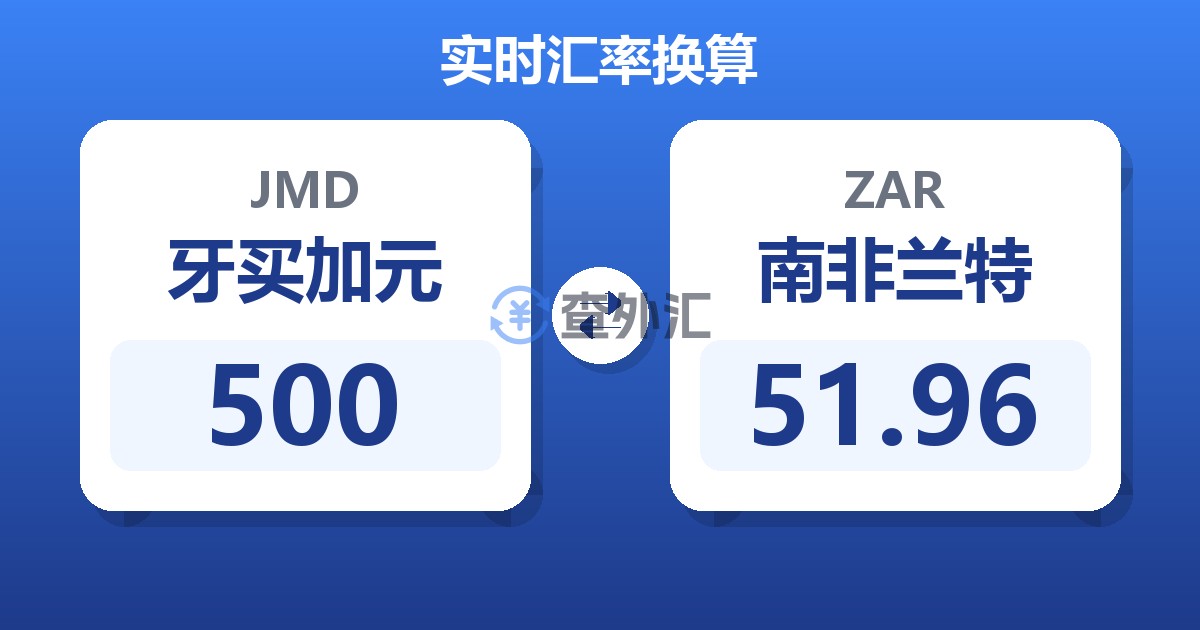 500牙买加元兑南非兰特