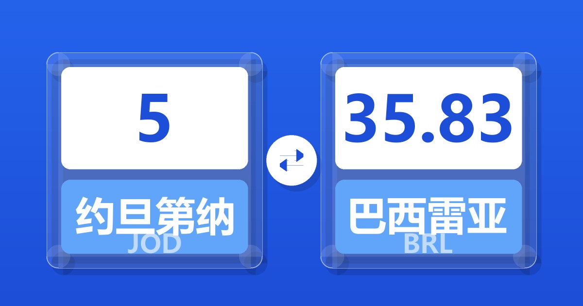 5约旦第纳尔兑巴西雷亚尔