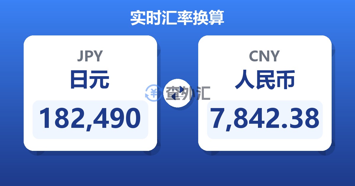 182,490日元兑人民币