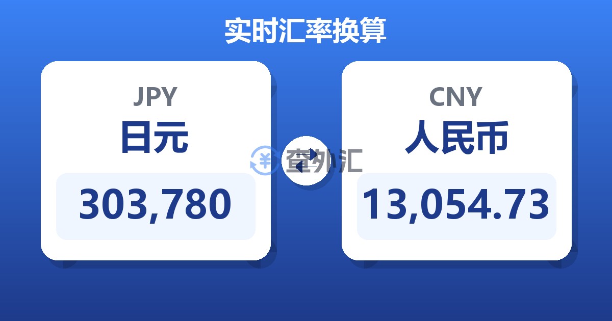 303,780日元兑人民币