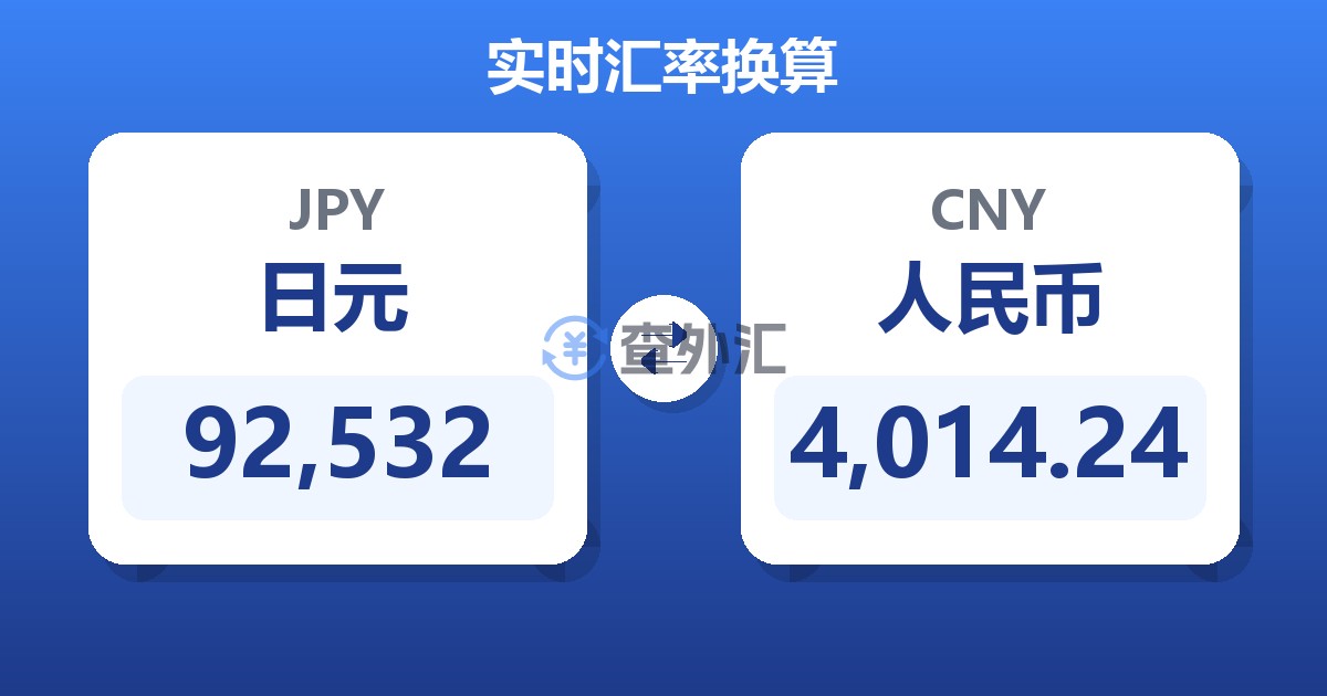 92,532日元兑人民币