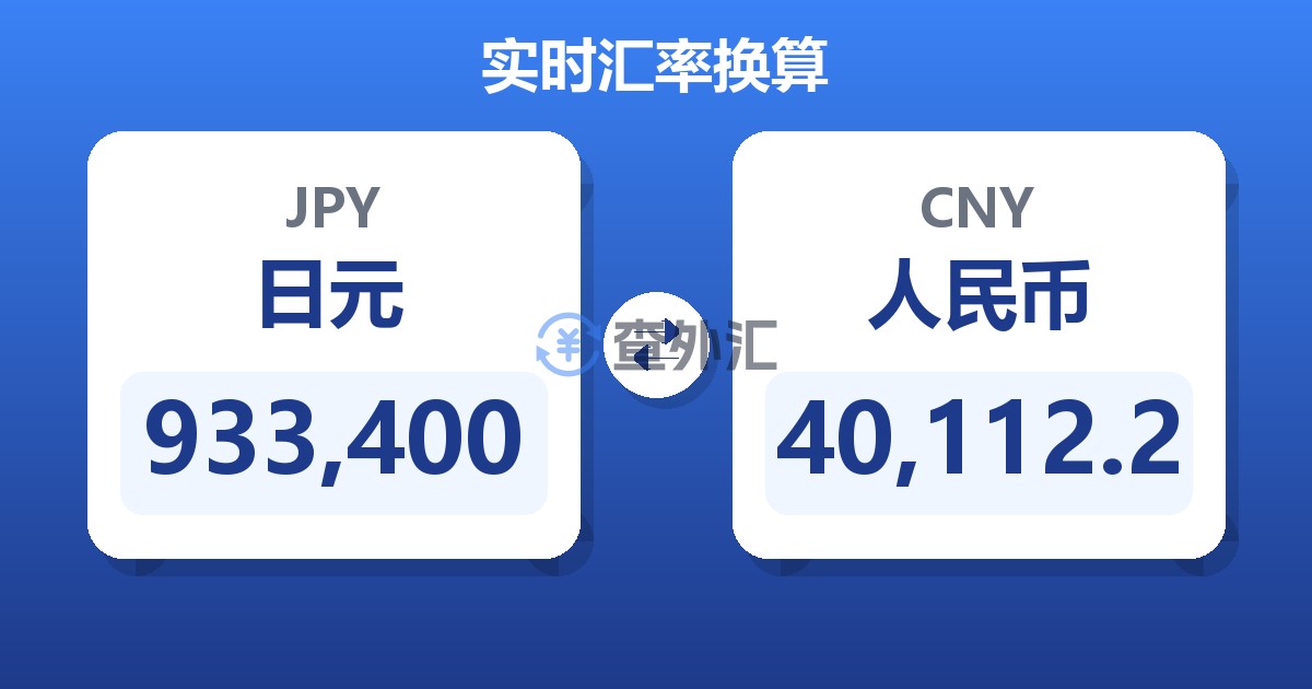 933,400日元兑人民币