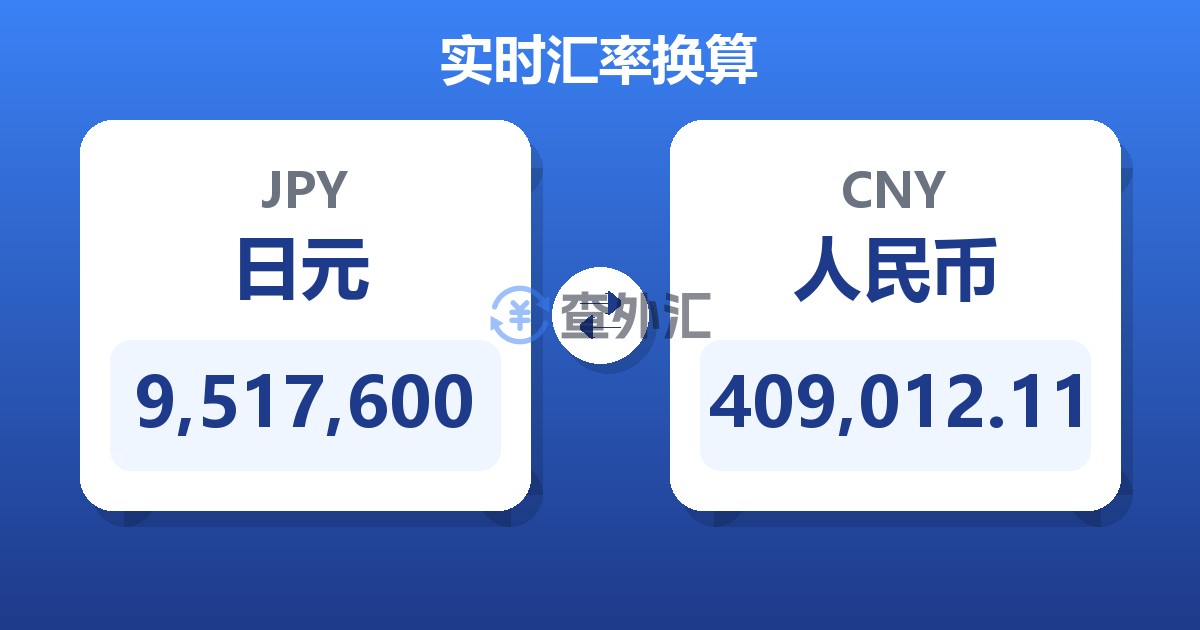 9,517,600日元兑人民币