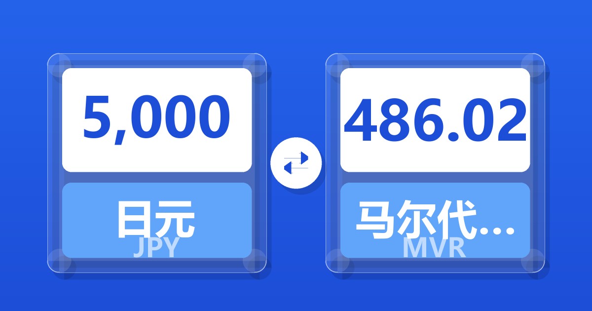 5,000日元兑马尔代夫拉菲亚