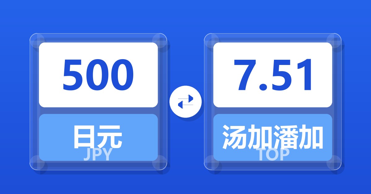 500日元兑汤加潘加
