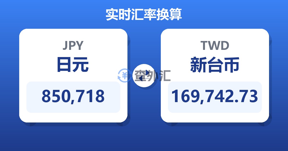 850,718日元兑新台币