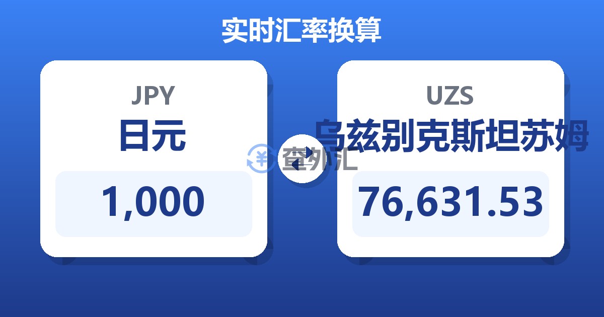 1,000日元兑乌兹别克斯坦苏姆