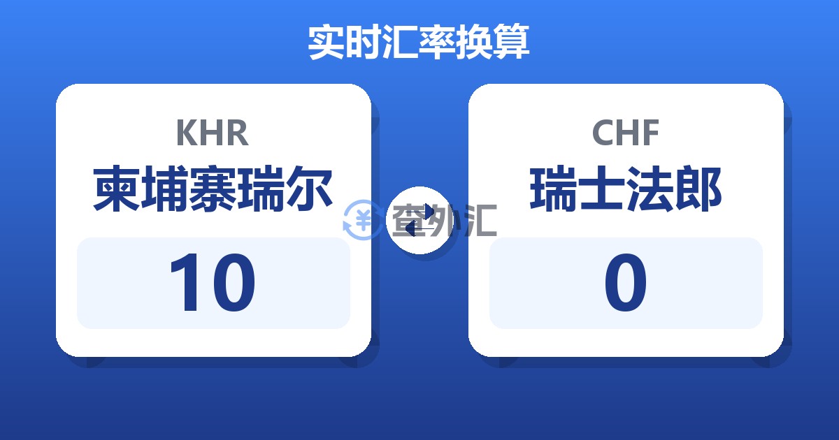 10柬埔寨瑞尔兑瑞士法郎