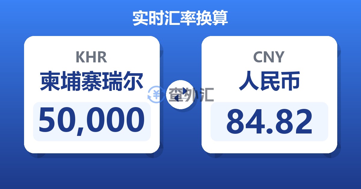 50,000柬埔寨瑞尔兑人民币