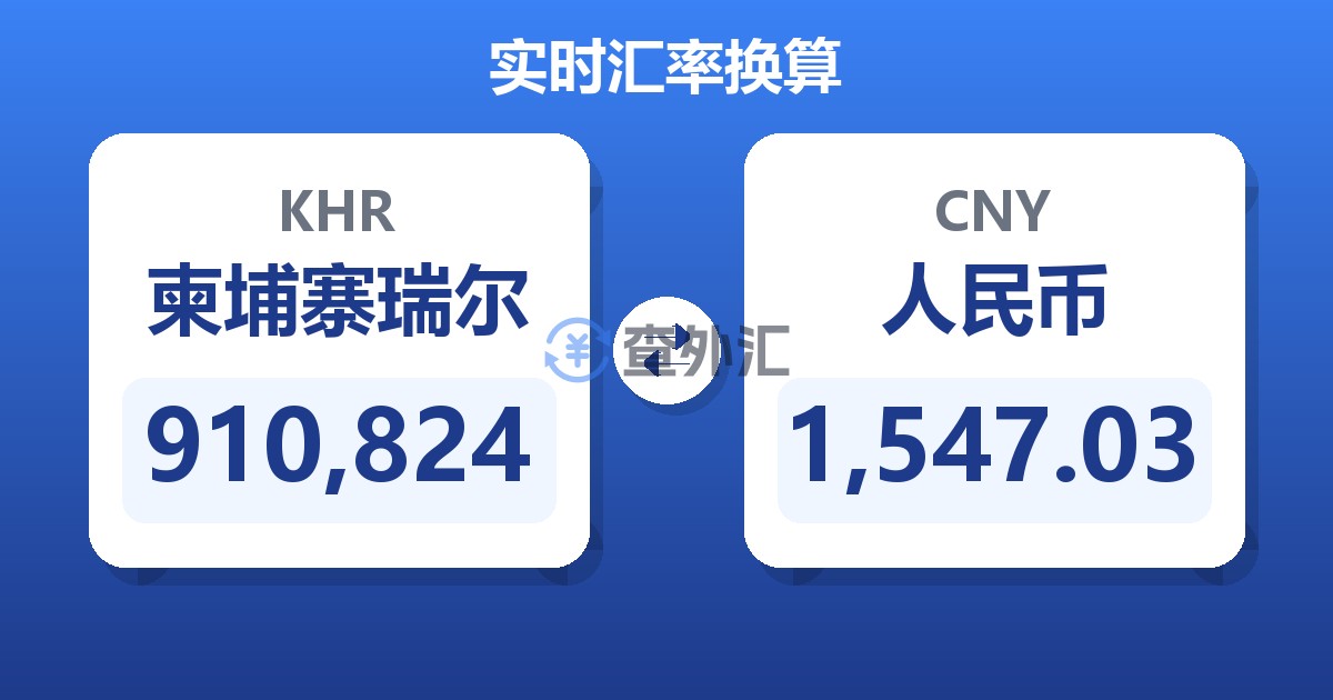 910,824柬埔寨瑞尔兑人民币