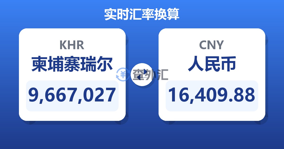 9,667,027柬埔寨瑞尔兑人民币