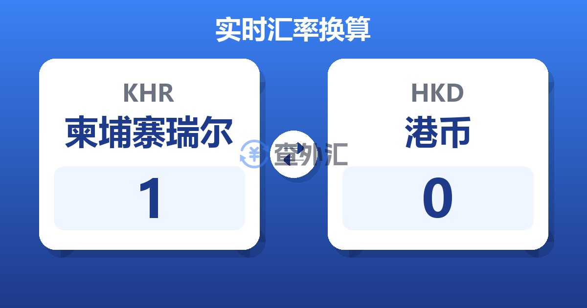 1柬埔寨瑞尔兑港币