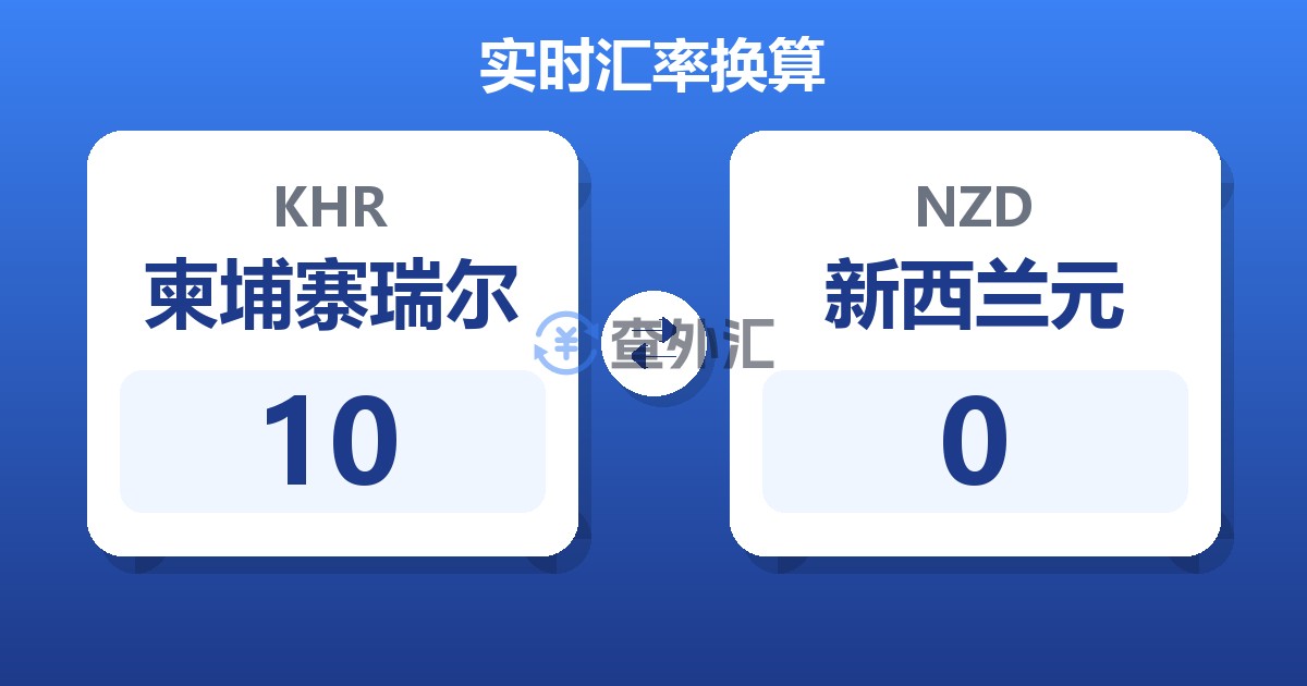 10柬埔寨瑞尔兑新西兰元
