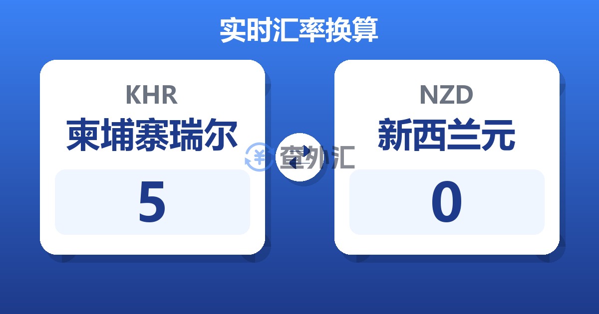 5柬埔寨瑞尔兑新西兰元
