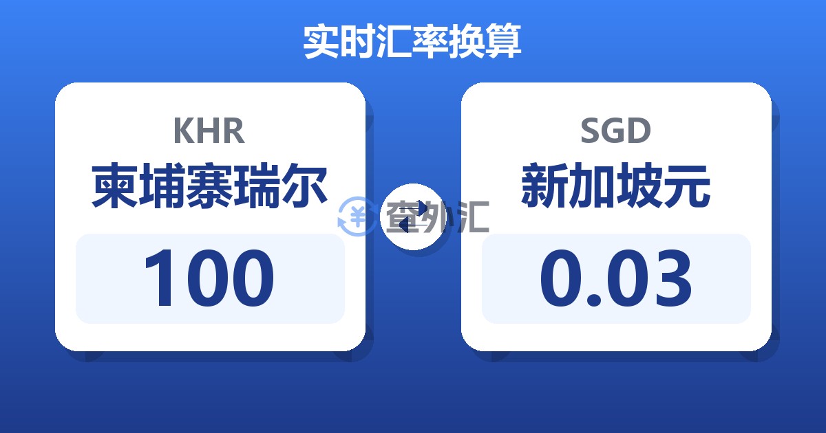100柬埔寨瑞尔兑新加坡元