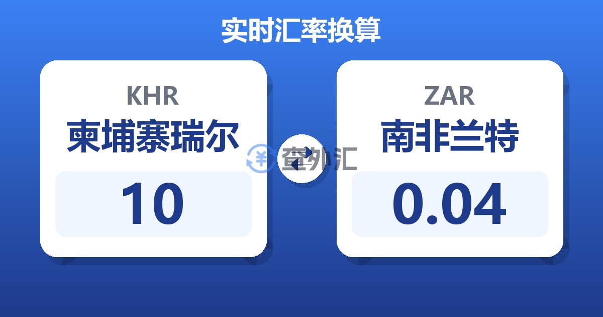 10柬埔寨瑞尔兑南非兰特