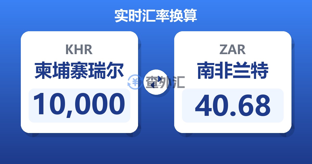 10,000柬埔寨瑞尔兑南非兰特