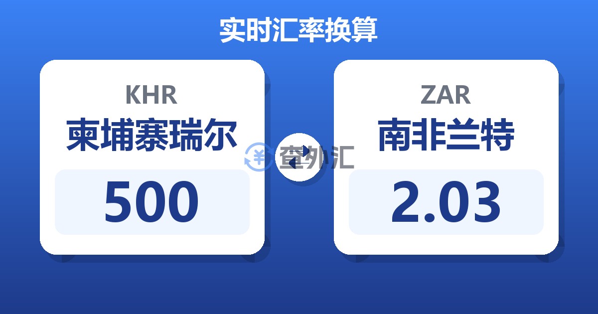 500柬埔寨瑞尔兑南非兰特