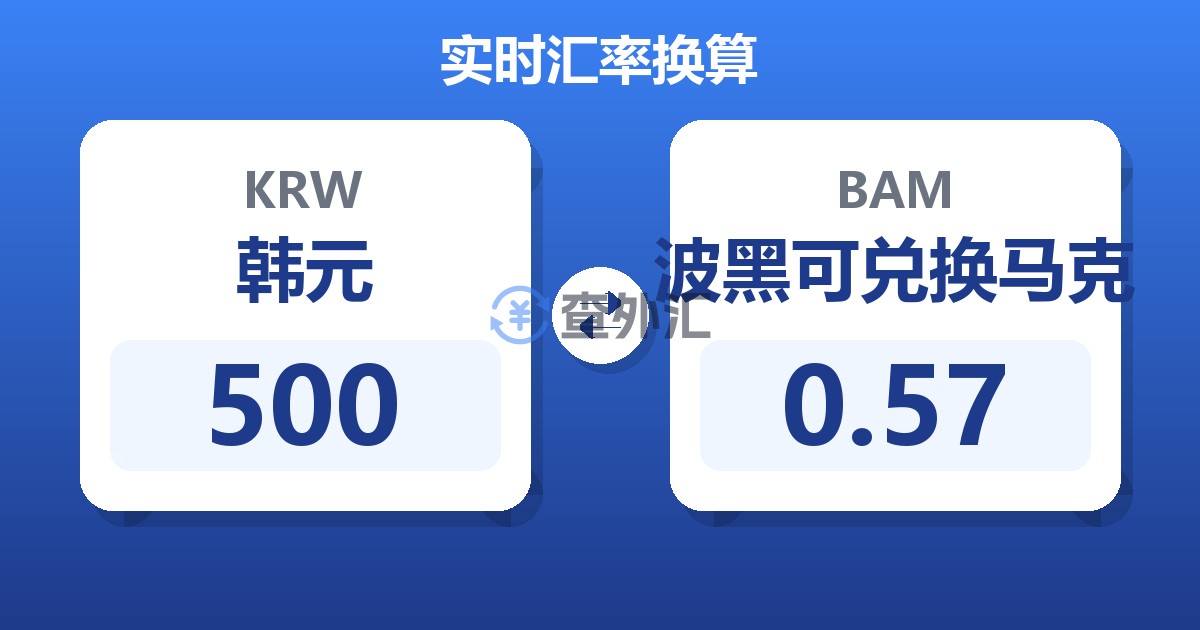 500韩元兑波黑可兑换马克