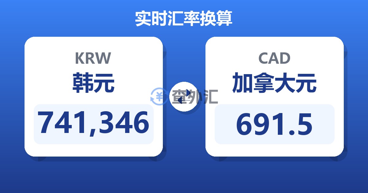741,346韩元兑加拿大元
