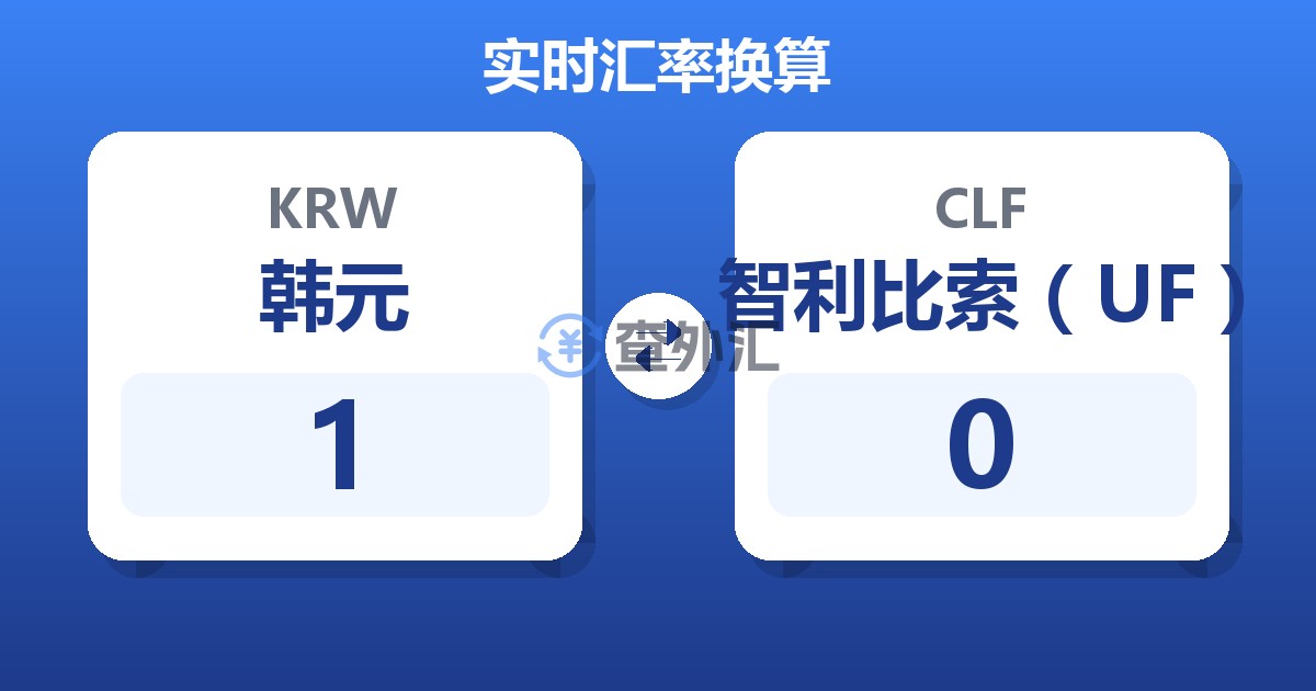1韩元兑智利比索（UF）