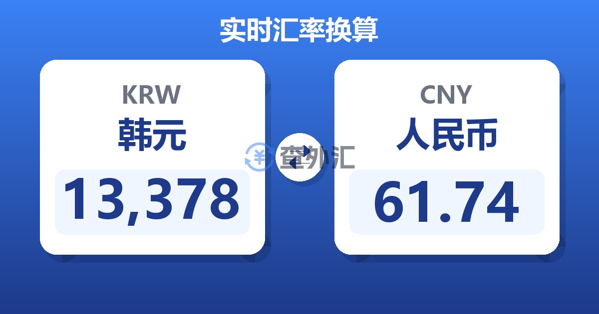 13,378韩元兑人民币