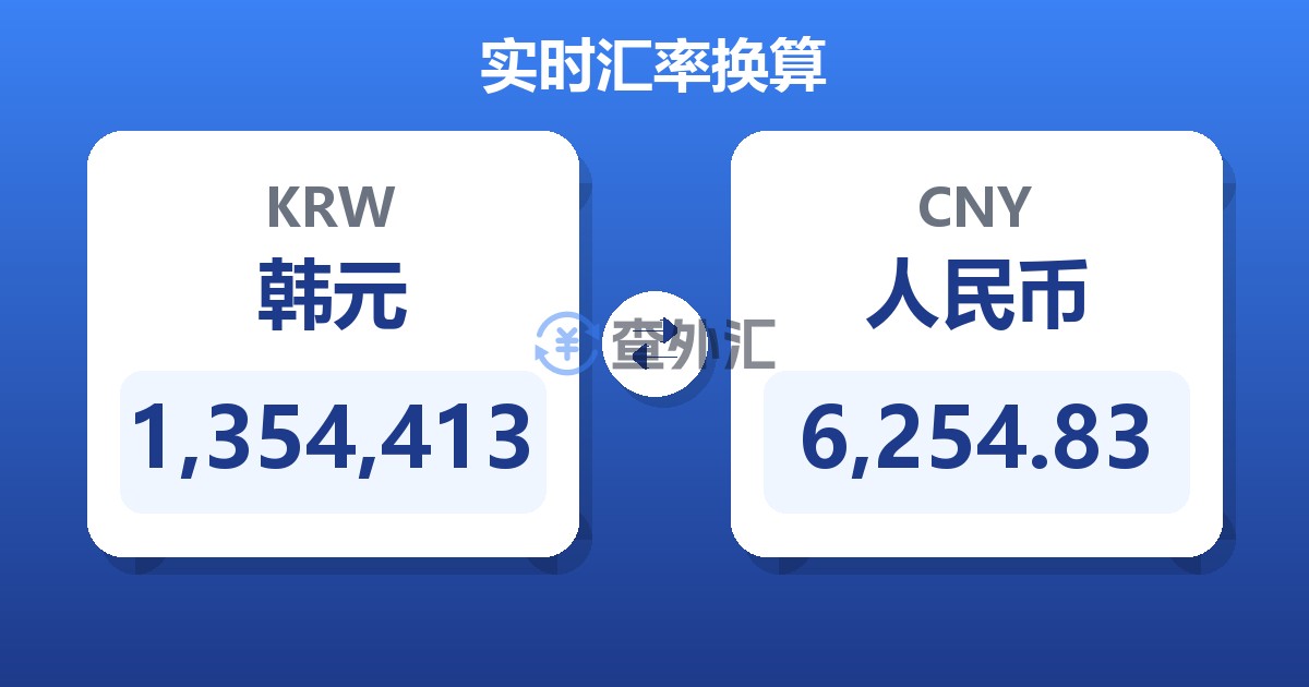 1,354,413韩元兑人民币
