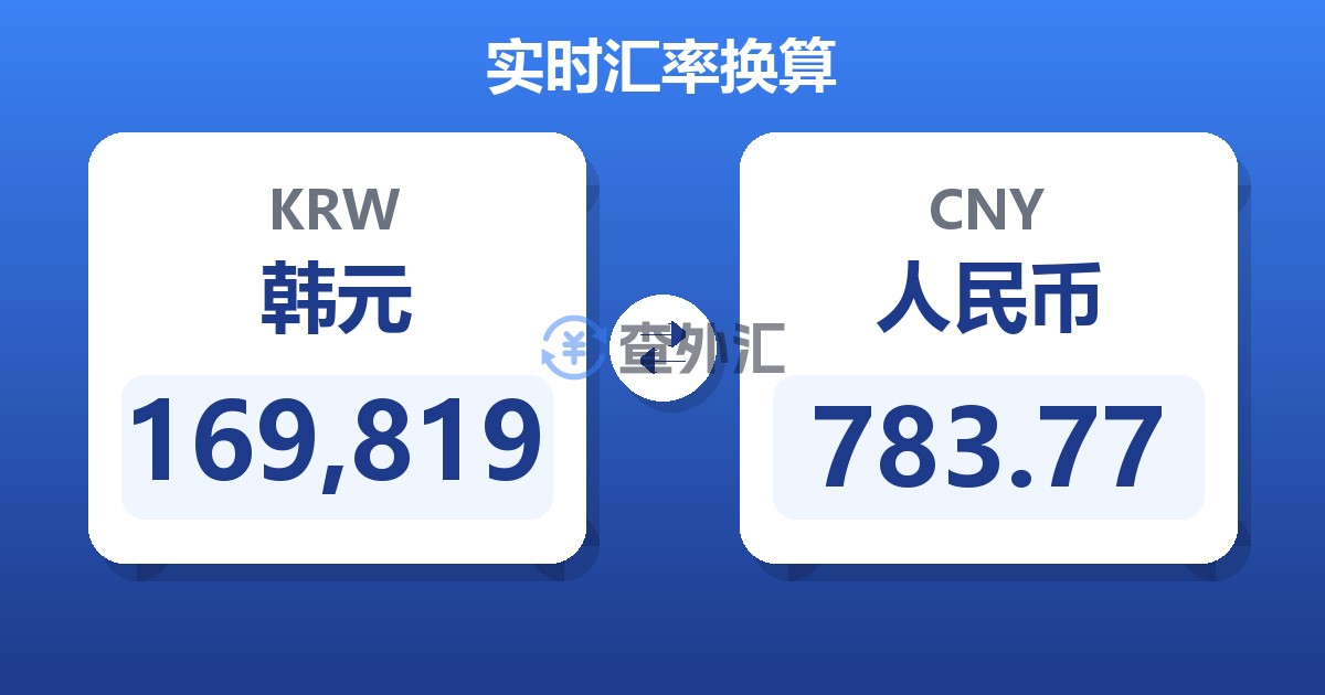 169,819韩元兑人民币