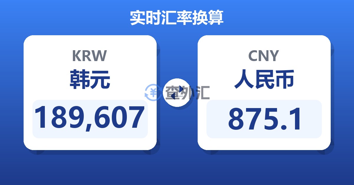 189,607韩元兑人民币