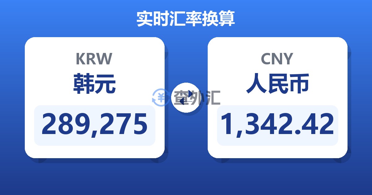 289,275韩元兑人民币