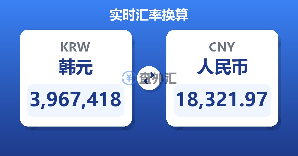 3,967,418韩元兑人民币