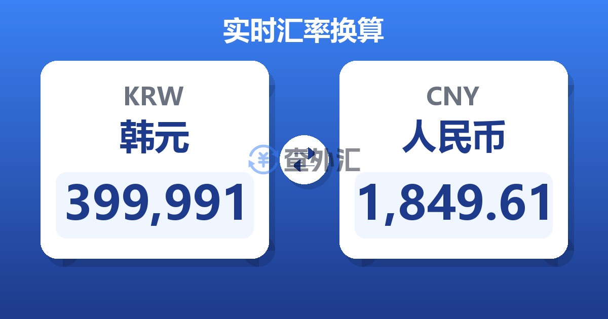 399,991韩元兑人民币
