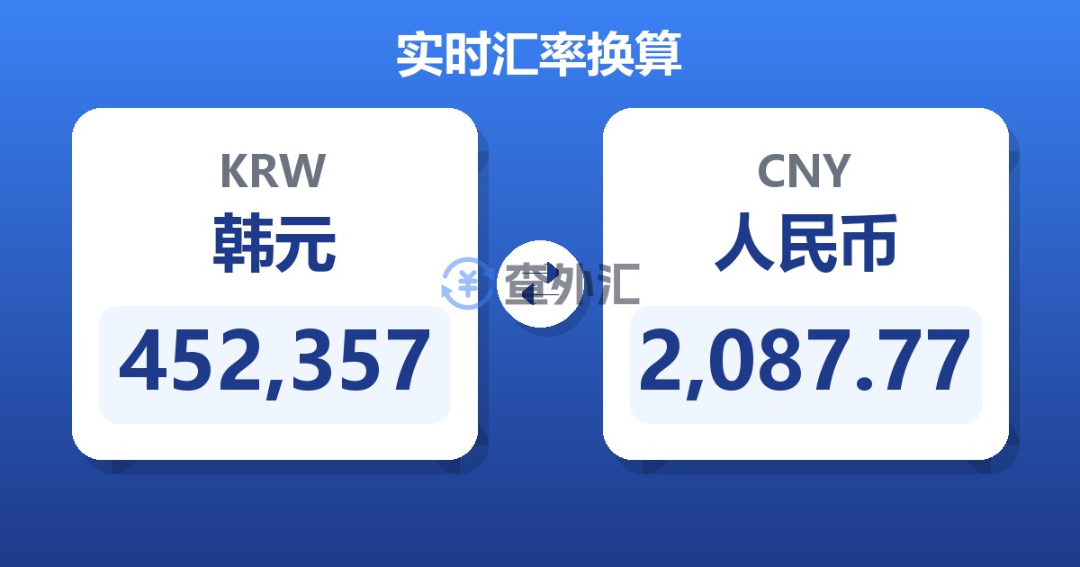 452,357韩元兑人民币