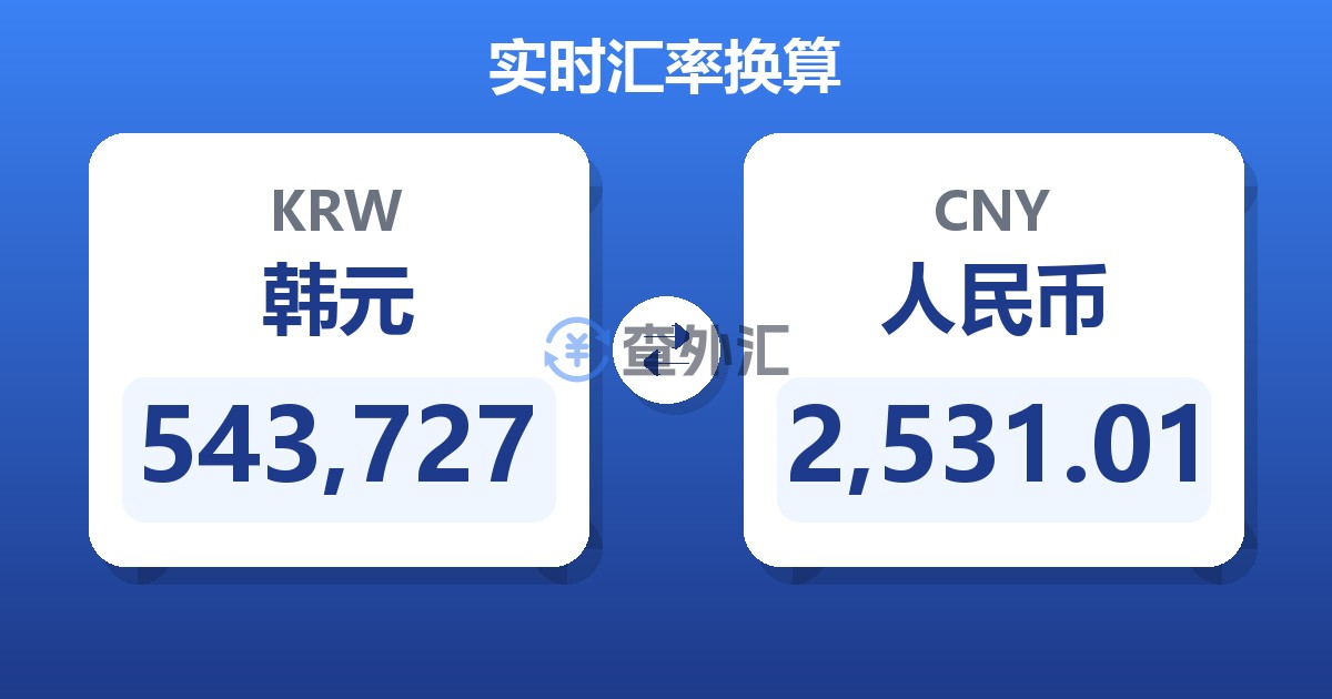 543,727韩元兑人民币