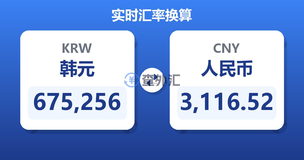 675,256韩元兑人民币
