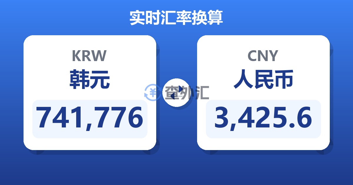 741,776韩元兑人民币