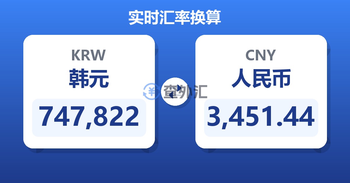 747,822韩元兑人民币