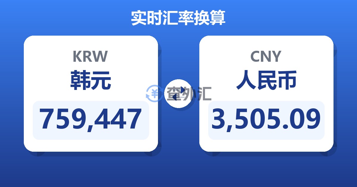 759,447韩元兑人民币
