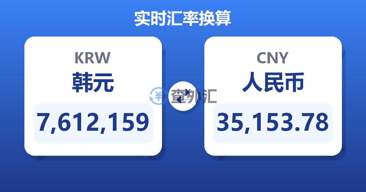 7,612,159韩元兑人民币