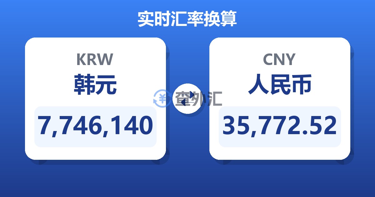 7,746,140韩元兑人民币