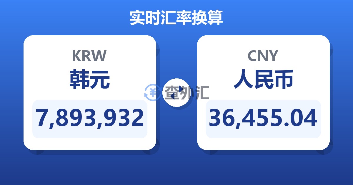 7,893,932韩元兑人民币