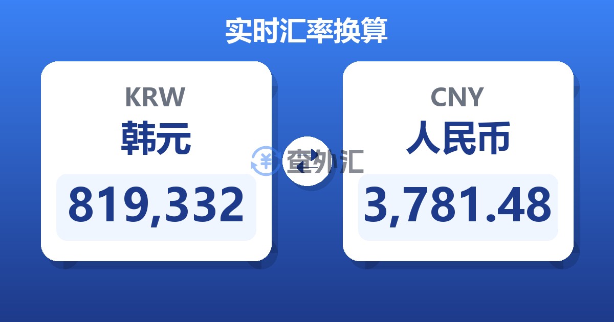 819,332韩元兑人民币