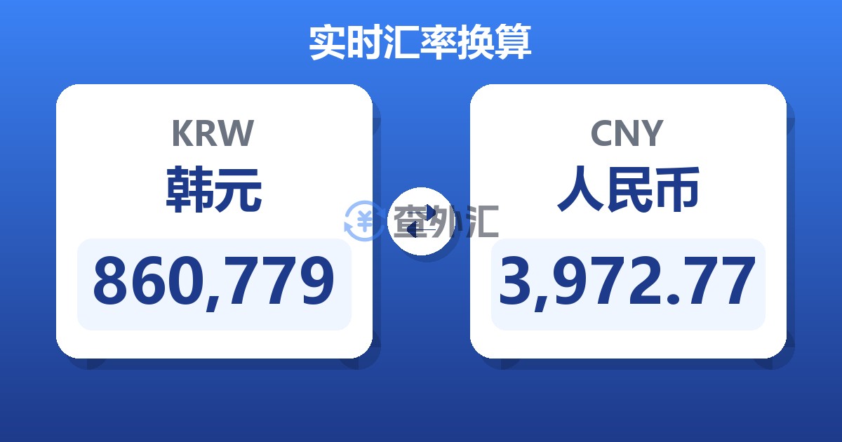 860,779韩元兑人民币