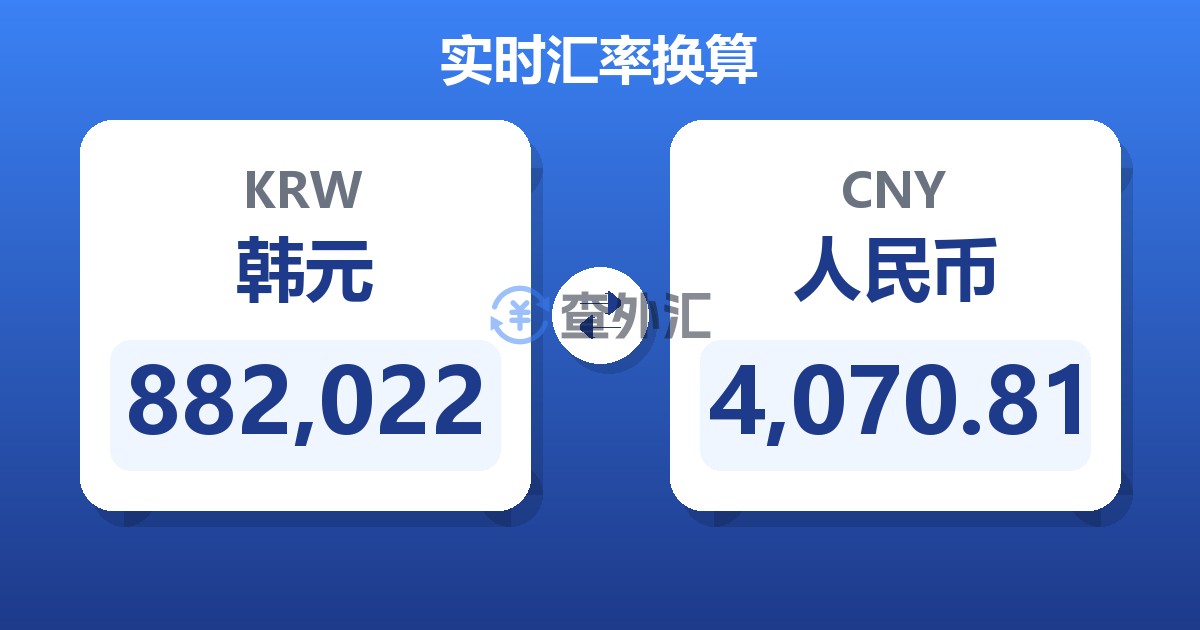 882,022韩元兑人民币