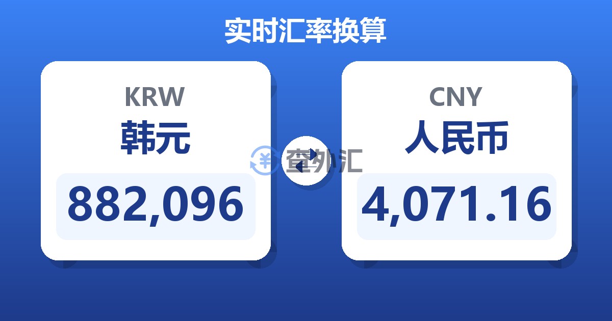 882,096韩元兑人民币