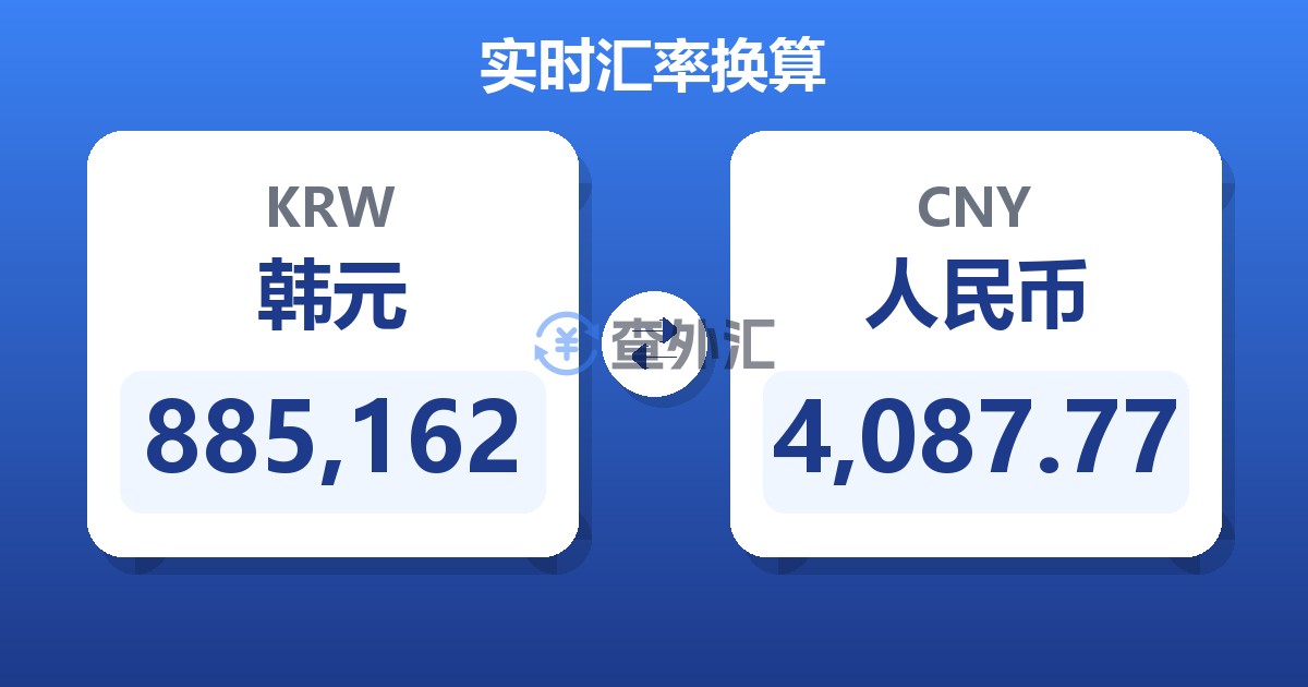 885,162韩元兑人民币