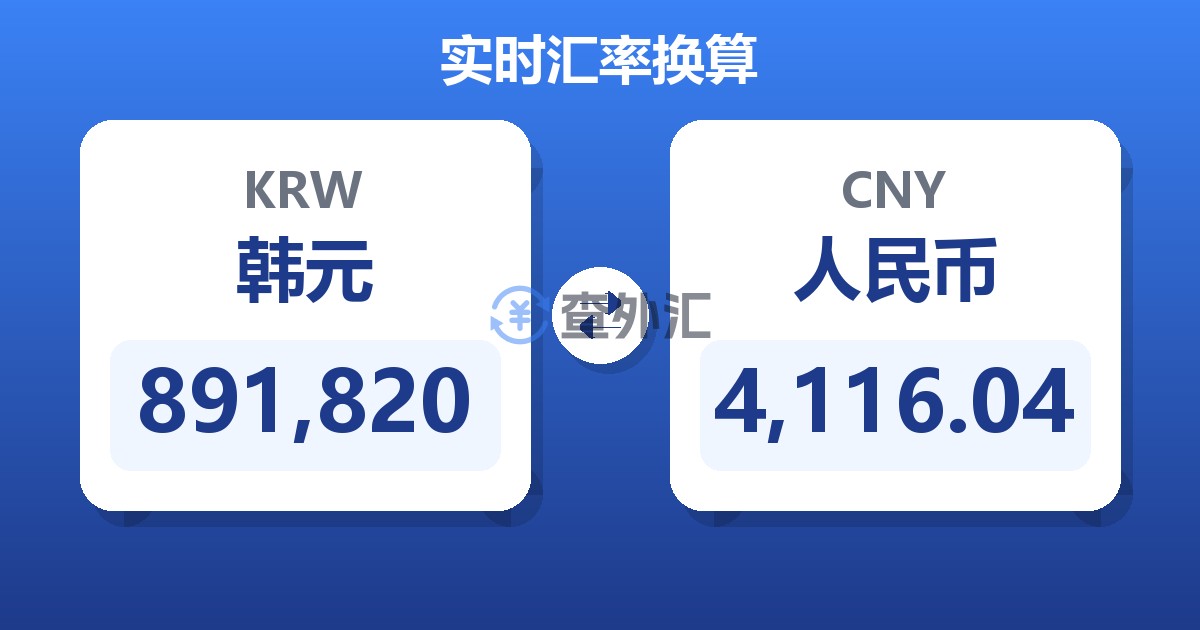 891,820韩元兑人民币