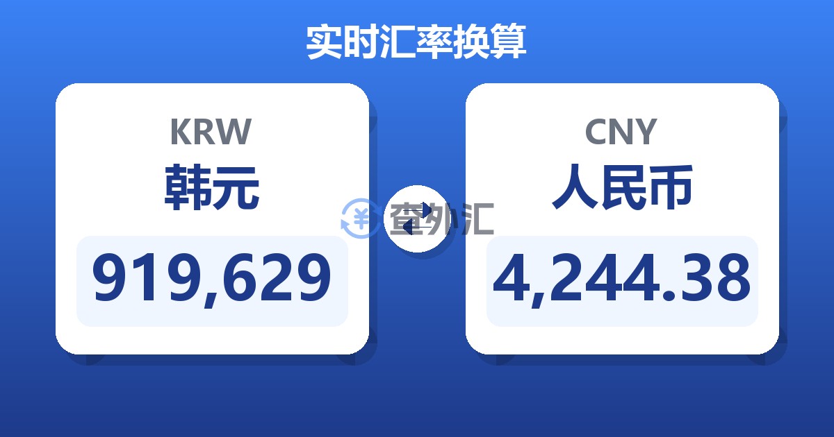 919,629韩元兑人民币