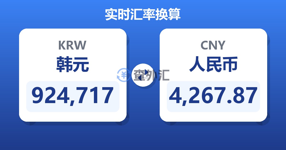 924,717韩元兑人民币