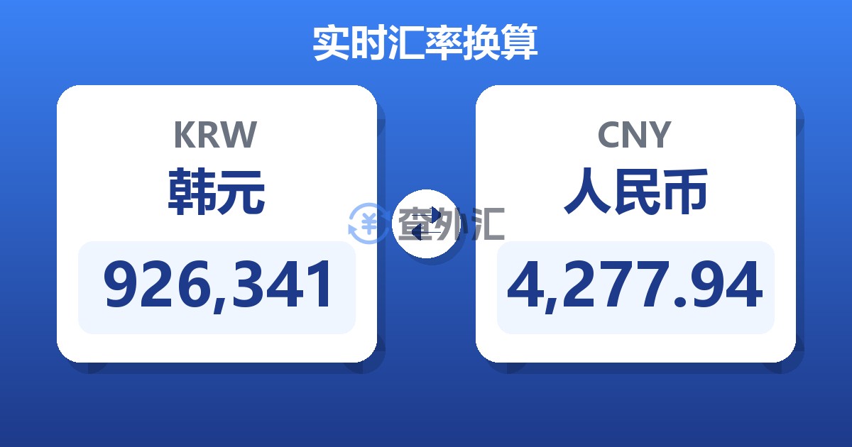 926,341韩元兑人民币
